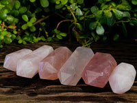 Polished Double Terminated Rose Quartz Points x 6 Madagascar - Toprock Gemstones and Minerals 