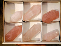 Polished Double Terminated Rose Quartz Points x 6 Madagascar - Toprock Gemstones and Minerals 