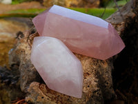 Polished Double Terminated Rose Quartz Points x 6 Madagascar - Toprock Gemstones and Minerals 