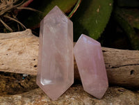 Polished Double Terminated Rose Quartz Points x 6 Madagascar - Toprock Gemstones and Minerals 