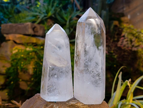 Polished Whispy Veiled Quartz Crystals x 2 From Madagascar