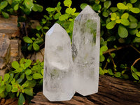 Polished Whispy Veiled Quartz Crystals x 2 From Madagascar - Toprock Gemstones and Minerals 