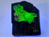 Natural XL Schorl Black Tourmaline with Hyalite Opal and Fluorite Crystals x 2 From Erongo, Namibia