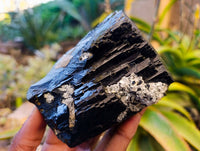 Natural XL Schorl Black Tourmaline with Hyalite Opal and Fluorite Crystals x 2 From Erongo, Namibia