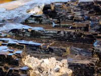 Natural XL Schorl Black Tourmaline with Hyalite Opal and Fluorite Crystals x 2 From Erongo, Namibia