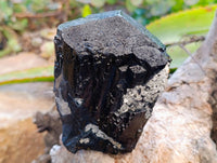 Natural XL Schorl Black Tourmaline with Hyalite Opal and Fluorite Crystals x 2 From Erongo, Namibia