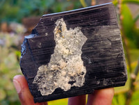Natural XL Schorl Black Tourmaline with Hyalite Opal and Fluorite Crystals x 2 From Erongo, Namibia