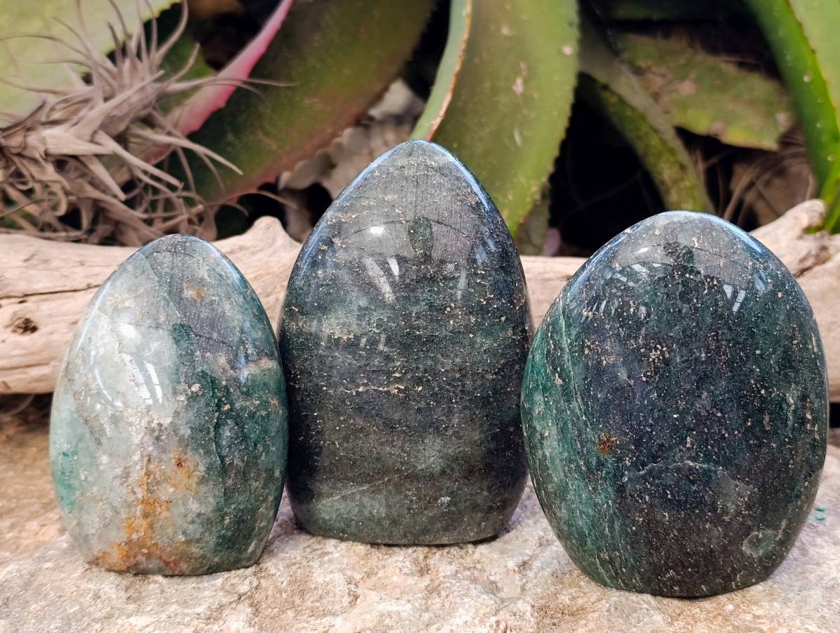 Polished Fuchsite Standing Free Forms x 3 From Madagascar - Toprock Gemstones and Minerals 