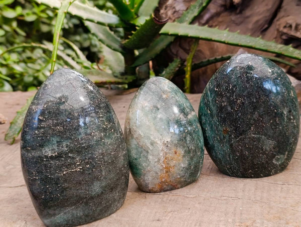Polished Fuchsite Standing Free Forms x 3 From Madagascar