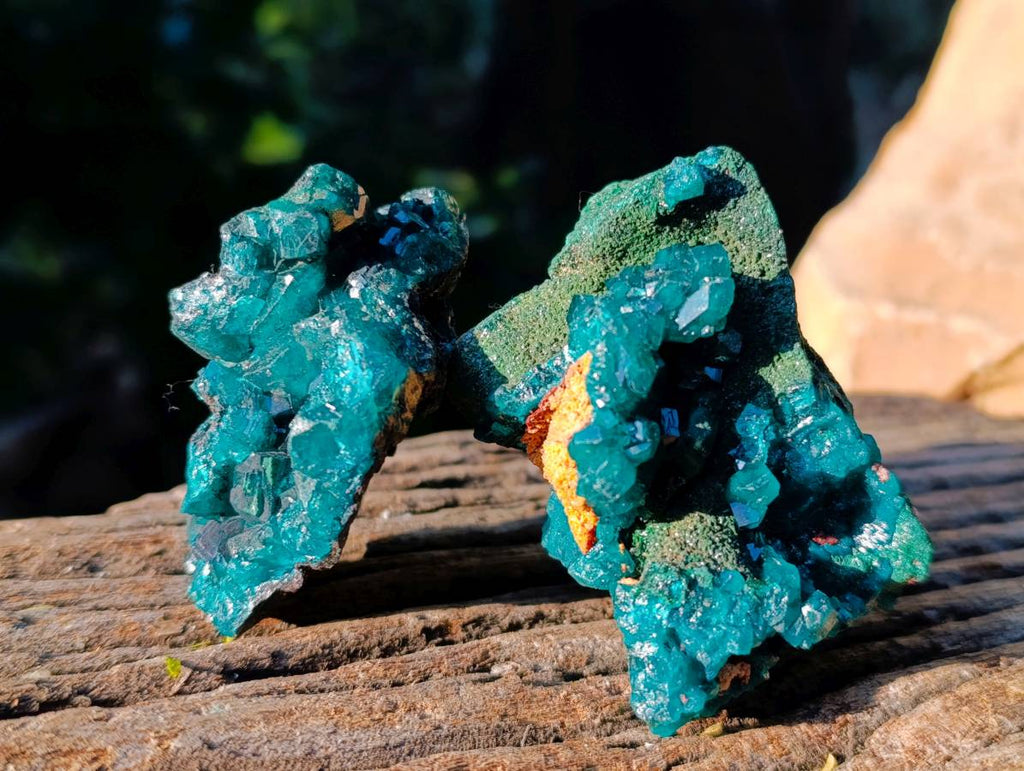 Natural Dioptase On Dolomite Specimens x 4 From Likasi, Congo - Toprock Gemstones and Minerals 