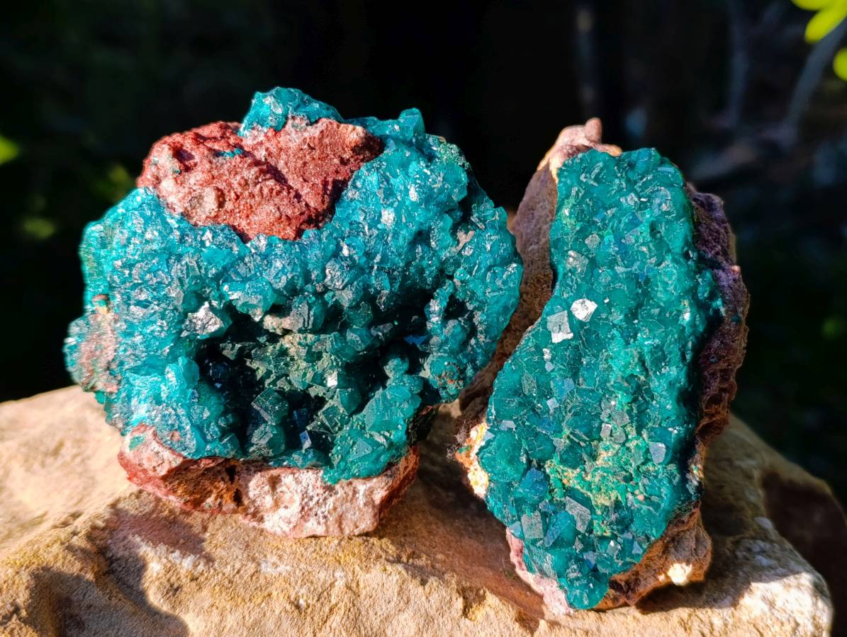 Natural Dioptase On Dolomite Specimens x 4 From Likasi, Congo - Toprock Gemstones and Minerals 