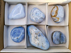 Polished Blue Lace Agate Tumbled Stones x 6 From Malawi - Toprock Gemstones and Minerals 
