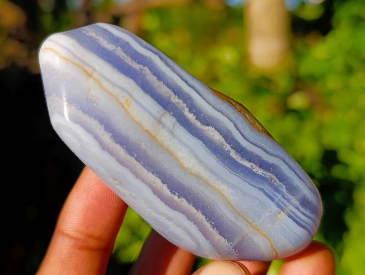 Polished Blue Lace Agate Tumbled Stones x 6 From Malawi - Toprock Gemstones and Minerals 
