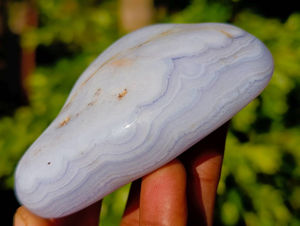 Polished Blue Lace Agate Tumbled Stones x 6 From Malawi - Toprock Gemstones and Minerals 