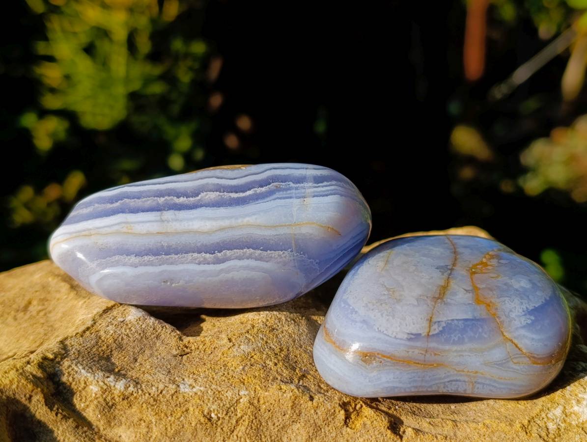 Polished Blue Lace Agate Tumbled Stones x 6 From Malawi - Toprock Gemstones and Minerals 
