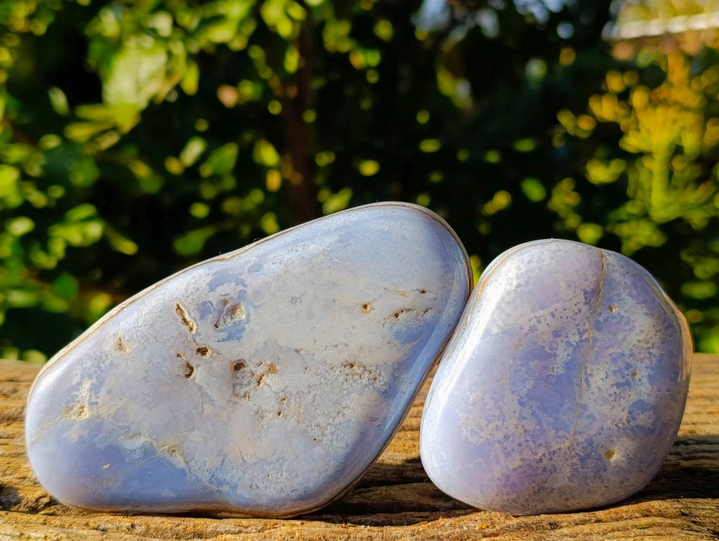 Polished Blue Lace Agate Tumbled Stones x 6 From Malawi - Toprock Gemstones and Minerals 