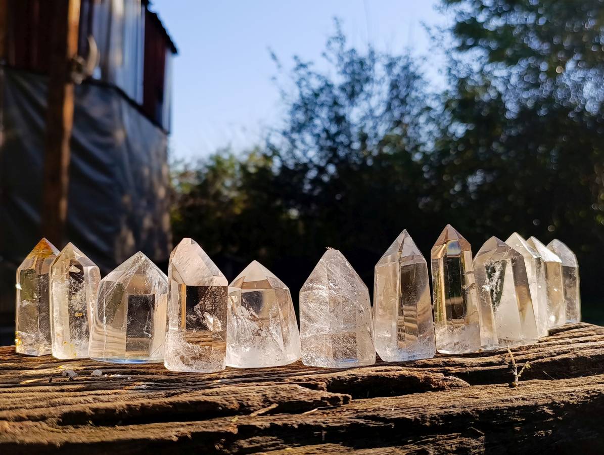 Polished Clear Quartz Crystals x 12 From Madagascar - Toprock Gemstones and Minerals 