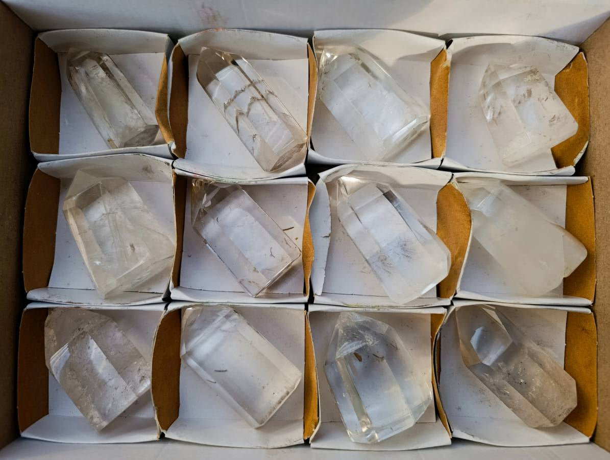 Polished Clear Quartz Crystals x 12 From Madagascar - Toprock Gemstones and Minerals 