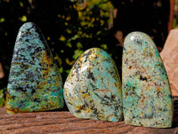 Polished African Turquoise Chrysocolla Standing Free Forms x 3 From South Africa - Toprock Gemstones and Minerals 