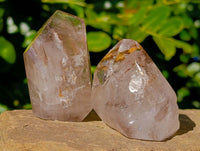 Polished Smokey Window and Clear Quartz Crystals x 6 From Madagascar
