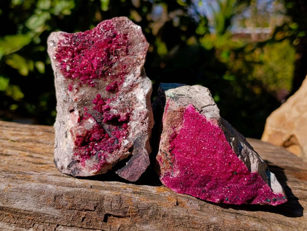 Natural Salrose Cobaltion Dolomite with Crystalline Malachite x 4 From Kakanda, Congo