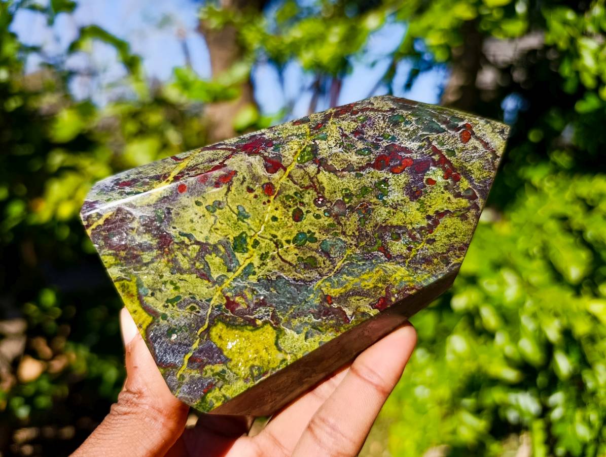 Polished Bastite Dragons Blood Stone Points x 2 From Tshipise, South Africa - Toprock Gemstones and Minerals 