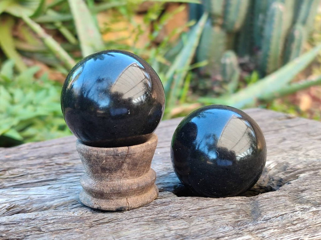 Polished Black Basalt Spheres x 8 From Antsirabe, Madagascar - Toprock Gemstones and Minerals 