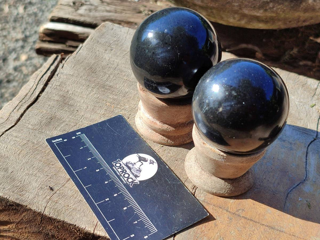 Polished Black Basalt Spheres x 8 From Antsirabe, Madagascar - Toprock Gemstones and Minerals 