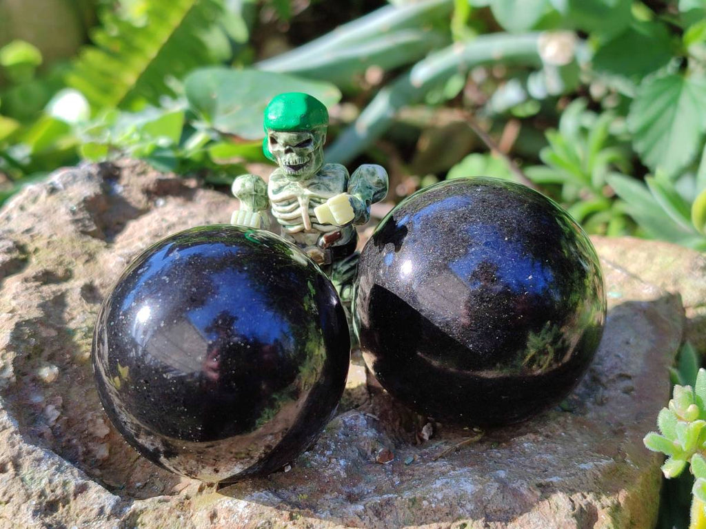 Polished Black Basalt Spheres x 8 From Antsirabe, Madagascar - Toprock Gemstones and Minerals 