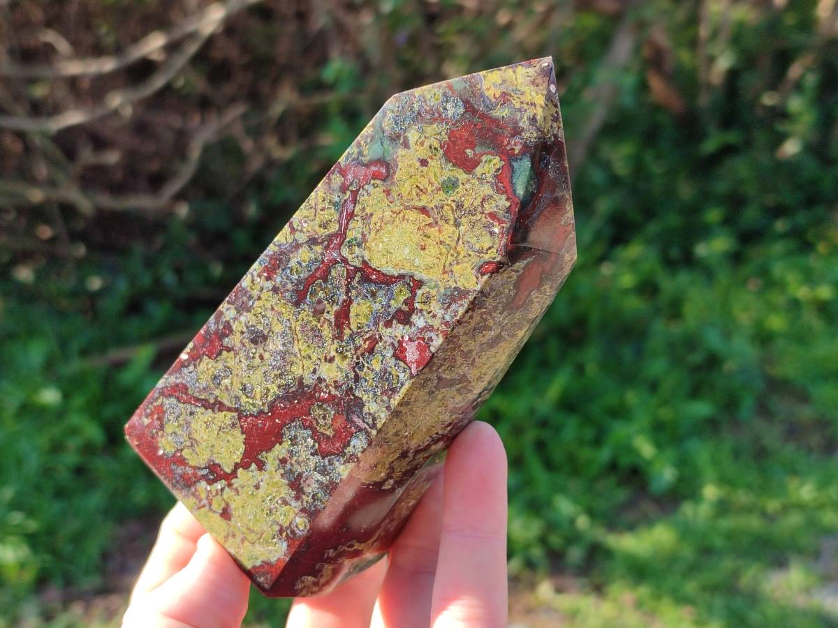 Polished Bastite Dragons Blood Stone Points x 3 From Tshipise, South Africa - Toprock Gemstones and Minerals 