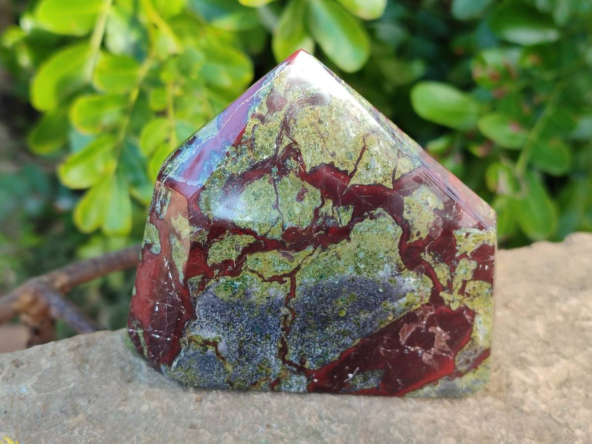 Polished Bastite Dragons Blood Stone Points x 3 From Tshipise, South Africa - Toprock Gemstones and Minerals 
