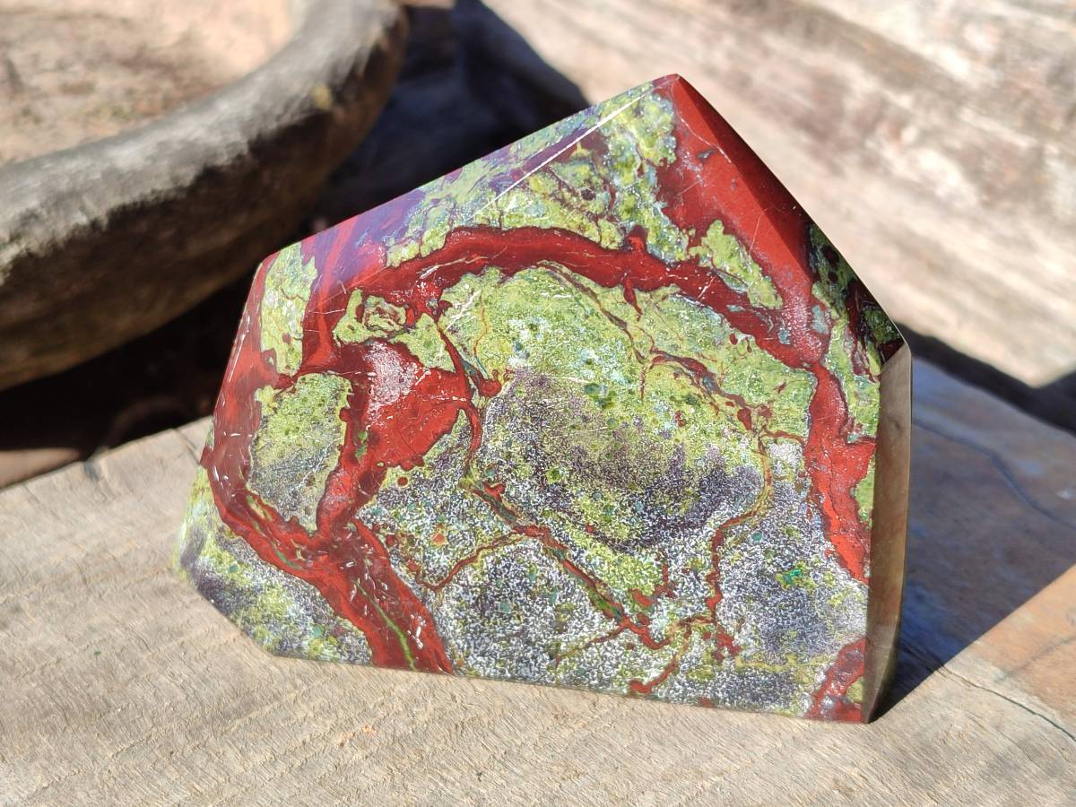 Polished Bastite Dragons Blood Stone Points x 3 From Tshipise, South Africa - Toprock Gemstones and Minerals 