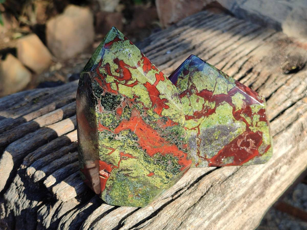 Polished Bastite Dragons Blood Stone Points x 3 From Tshipise, South Africa - Toprock Gemstones and Minerals 