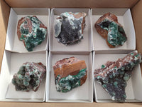 Natural Drusy Quartz coated Ball Malachite On Dolomite Matrix Specimens x 6 From Kambove, Congo - Toprock Gemstones and Minerals 