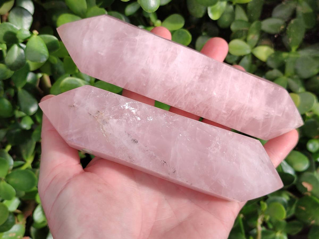 Polished Double Terminated Rose Quartz Points x 4 Ambatondrazaka, Madagascar - Toprock Gemstones and Minerals 