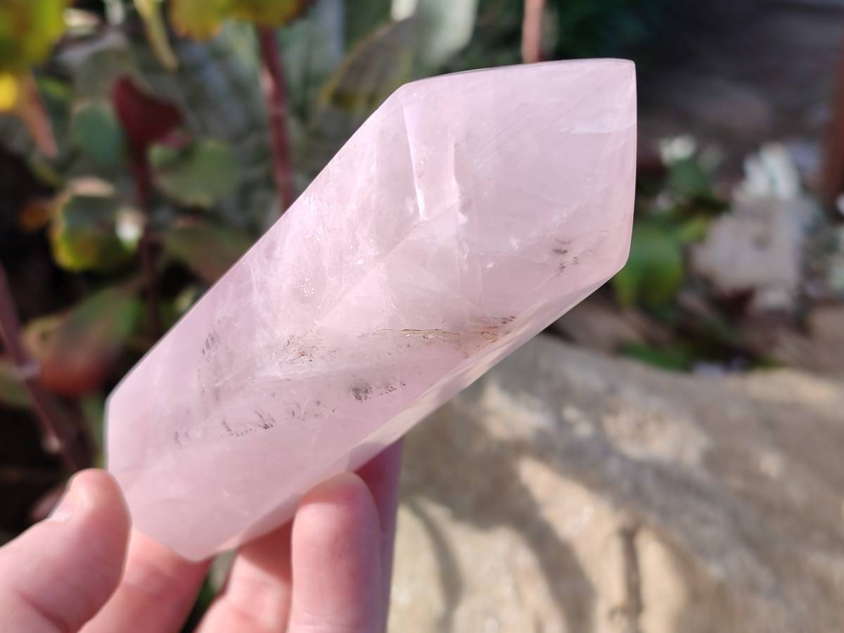 Polished Double Terminated Rose Quartz Points x 4 Ambatondrazaka, Madagascar - Toprock Gemstones and Minerals 