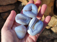 Polished Blue Lace Agate Tumbled Stones x 35 From Nsanje, Malawi
