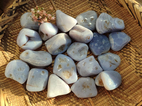 Polished Blue Lace Agate Tumbled Stones x 35 From Nsanje, Malawi