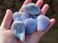 Polished Blue Lace Agate Tumbled Stones x 35 From Nsanje, Malawi