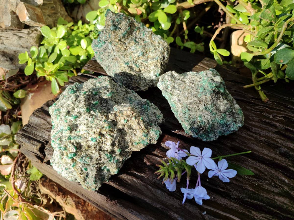 Natural Emerald Mica In Matrix Cobbed Specimens x 3 From Mutoko, Zimbabwe - Toprock Gemstones and Minerals 