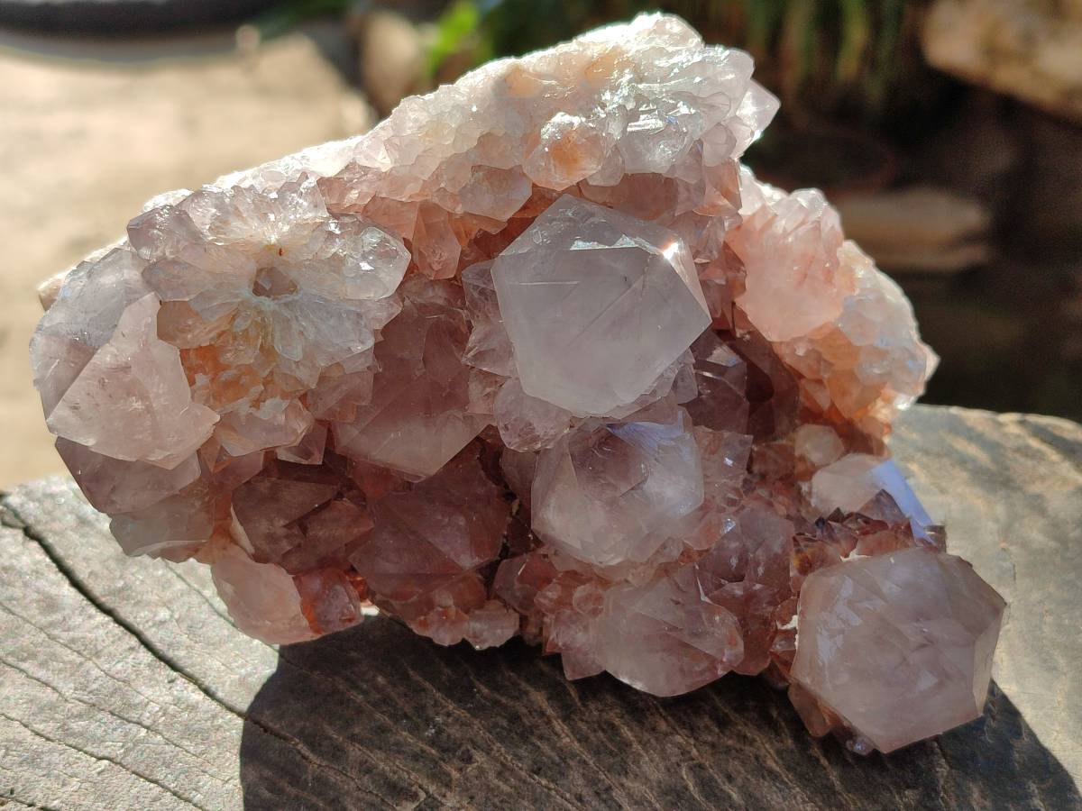 Natural Pair of Large Clear Pale Lilac & Orange Limonite Spirit Quartz Clusters x 2 From Boekenhouthoek, South Africa - Toprock Gemstones and Minerals 