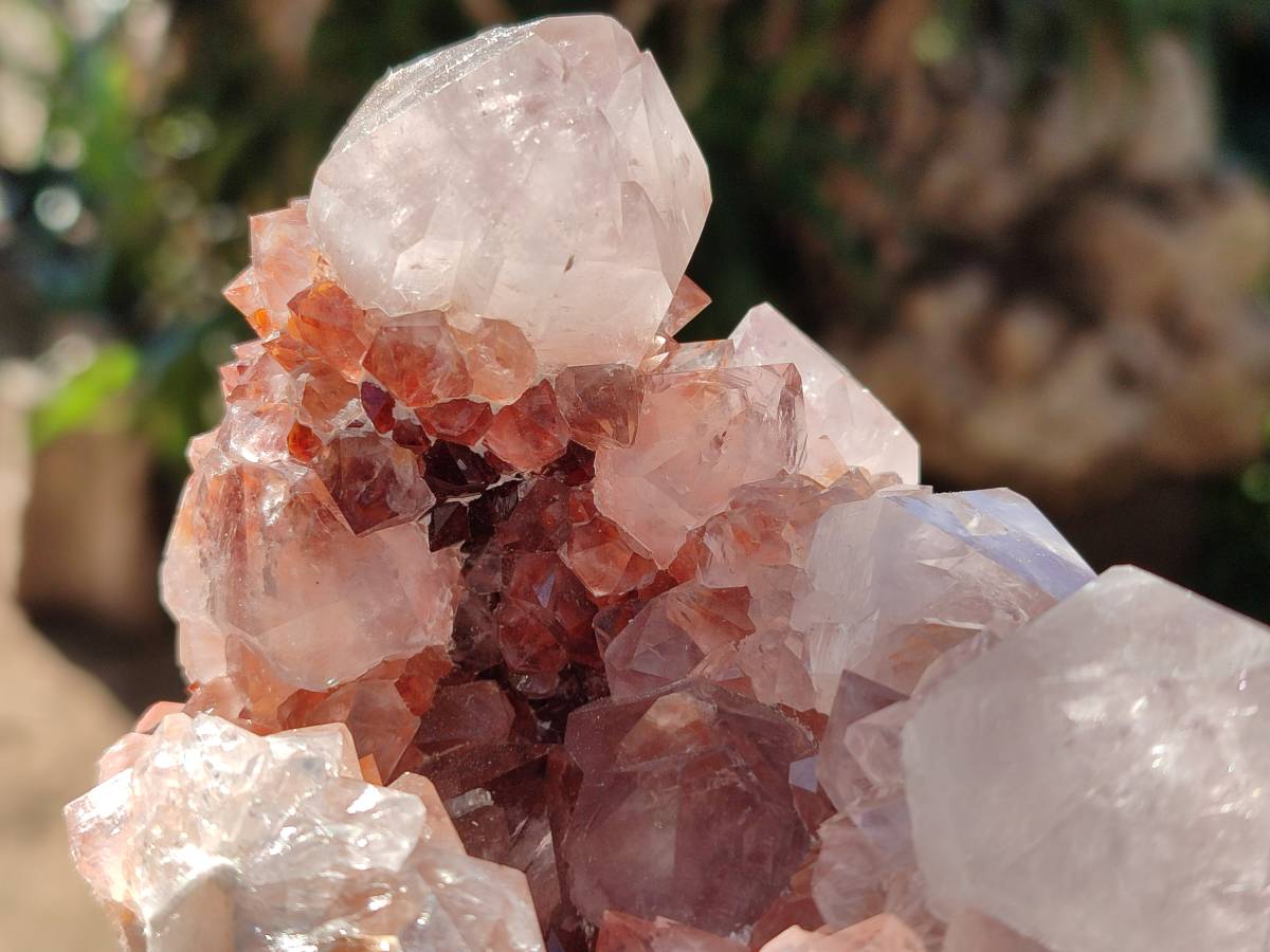 Natural Pair of Large Clear Pale Lilac & Orange Limonite Spirit Quartz Clusters x 2 From Boekenhouthoek, South Africa - Toprock Gemstones and Minerals 