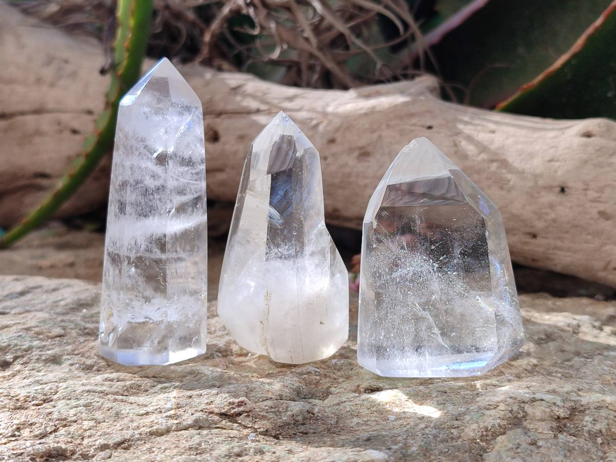 Polished Rainbow Veil Clear Quartz Crystals x 24 From Madagascar - Toprock Gemstones and Minerals 