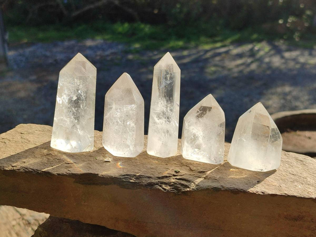 Polished Rainbow Veil Clear Quartz Crystals x 24 From Madagascar - Toprock Gemstones and Minerals 
