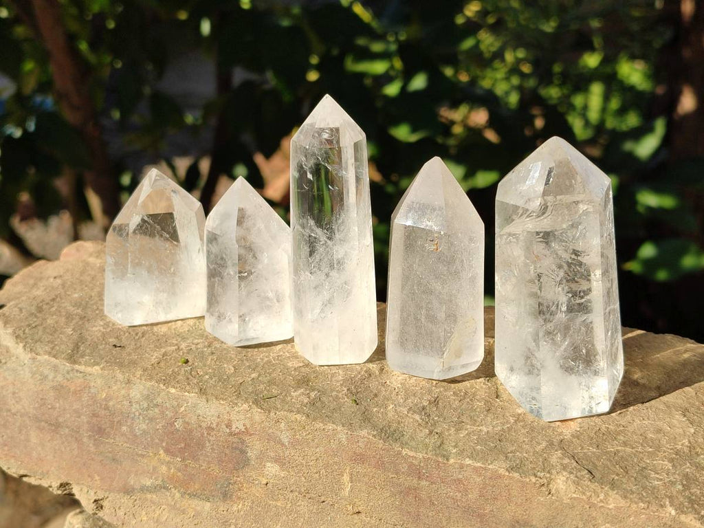 Polished Rainbow Veil Clear Quartz Crystals x 24 From Madagascar - Toprock Gemstones and Minerals 
