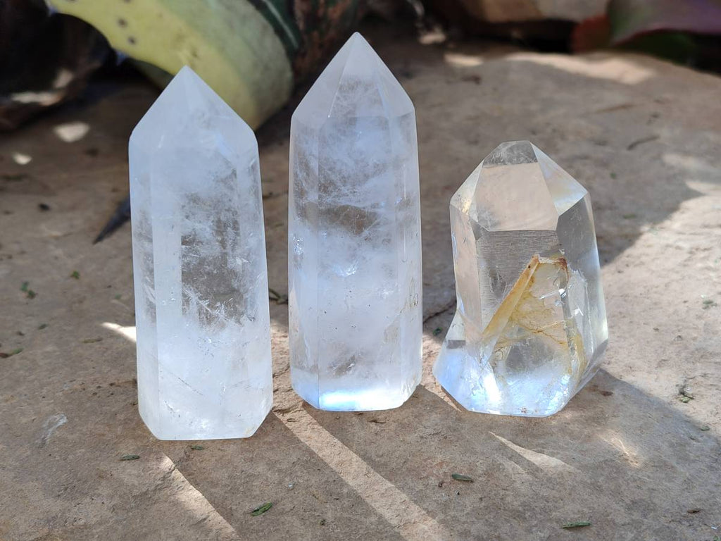 Polished Rainbow Veil Clear Quartz Crystals x 24 From Madagascar - Toprock Gemstones and Minerals 