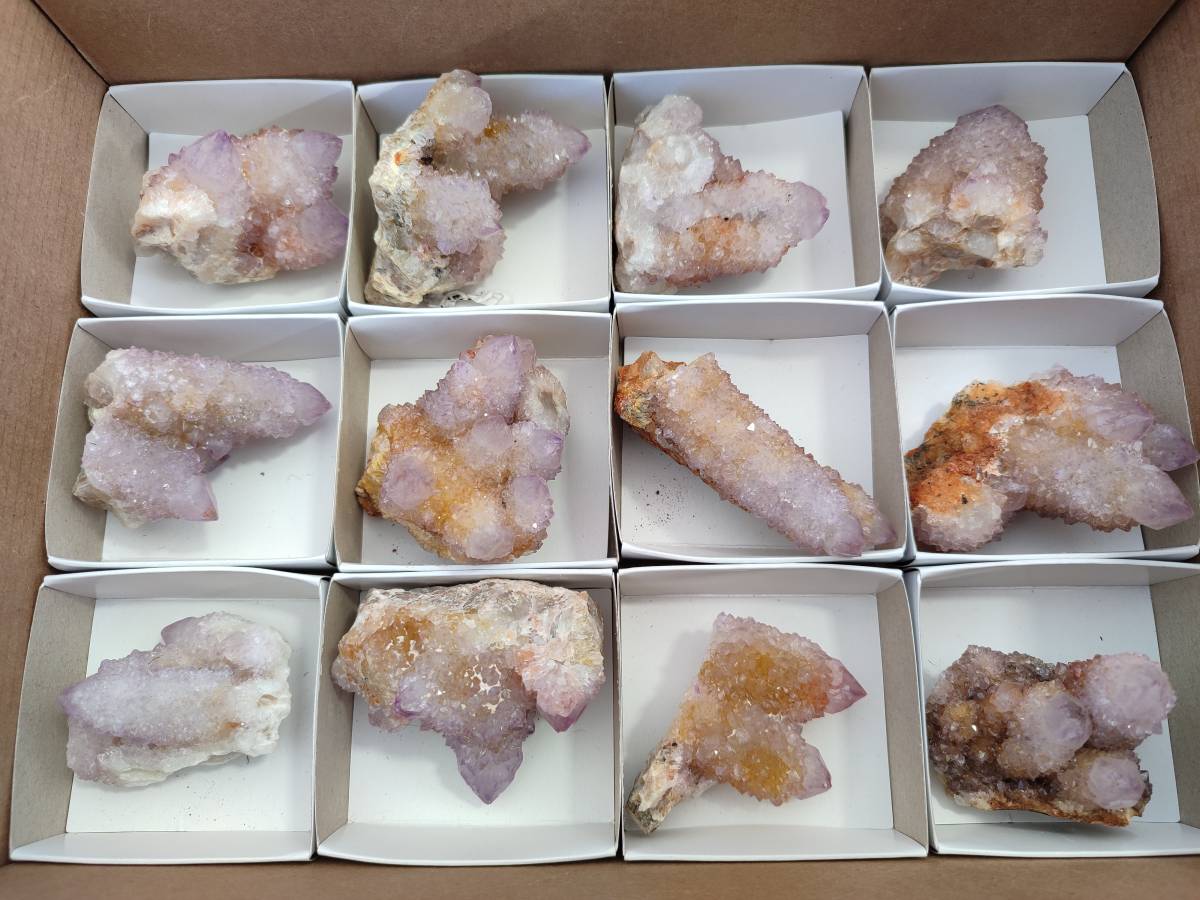 Natural Amethyst Spirit Quartz Clusters x 12 From Boekenhouthoek, South Africa - Toprock Gemstones and Minerals 