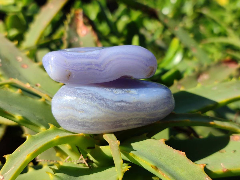 Polished Blue Lace Agate Tumbled Stones x 15 From Nsanje, Malawi - Toprock Gemstones and Minerals 