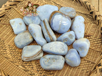 Polished Blue Lace Agate Tumbled Stones x 15 From Nsanje, Malawi