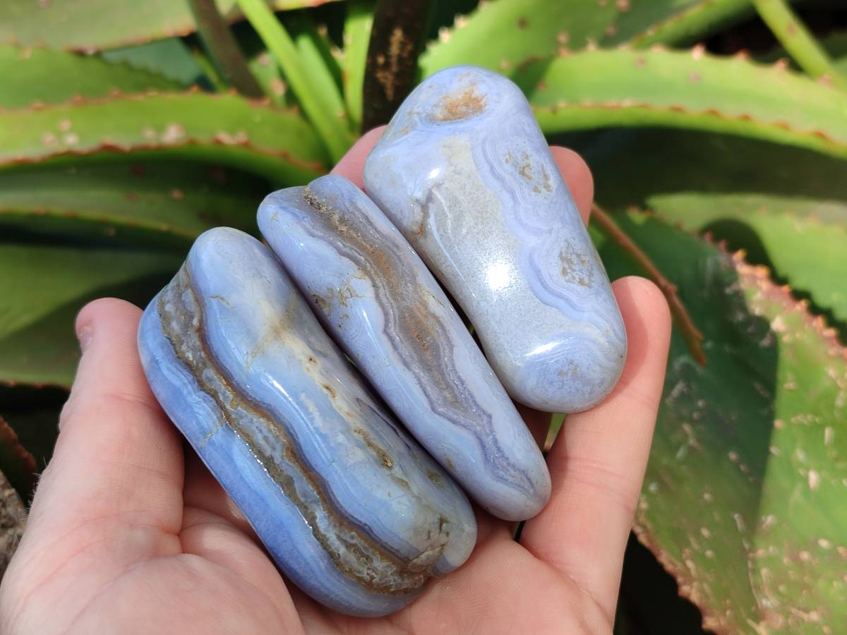 Polished Blue Lace Agate Tumbled Stones x 15 From Nsanje, Malawi - Toprock Gemstones and Minerals 